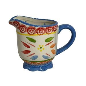 TEMP TATIONS by TARA Creamer Floral Lace Blue Ceramic Pitcher 10oz Kitchenware